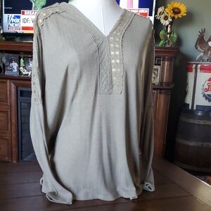 Women's Beige Lace Detail Top